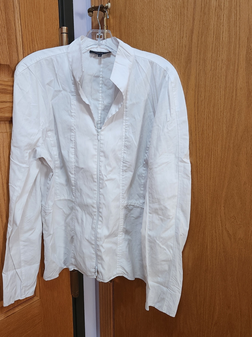 Lafayette 148 New York White Men's Zip-Front Casual Shirt